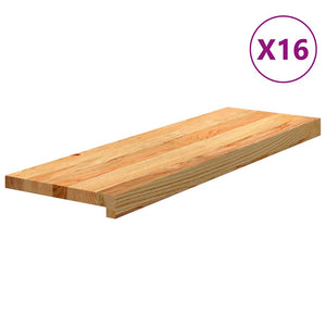 vidaXL Stair Treads 16 pcs. Light Brown 80x25x2 cm Solid Oak Wood