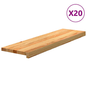 vidaXL Stair Treads 20 pcs. Light Brown 90x30x2 cm Solid Oak Wood