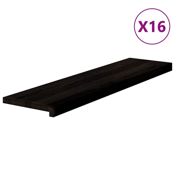 vidaXL Stair Treads 16 pcs. Dark Brown 100x25x2 cm Solid Oak Wood