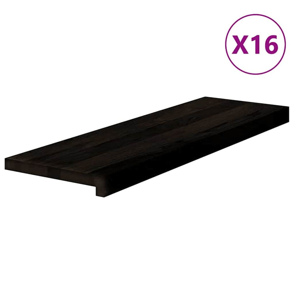 vidaXL Stair Treads 16 pcs. Dark Brown 80x30x2 cm Solid Oak Wood