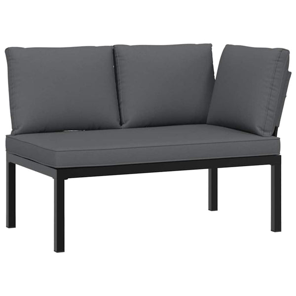3-tlg. Garten Sofagarnitur Schwarz Aluminium mit Kissen