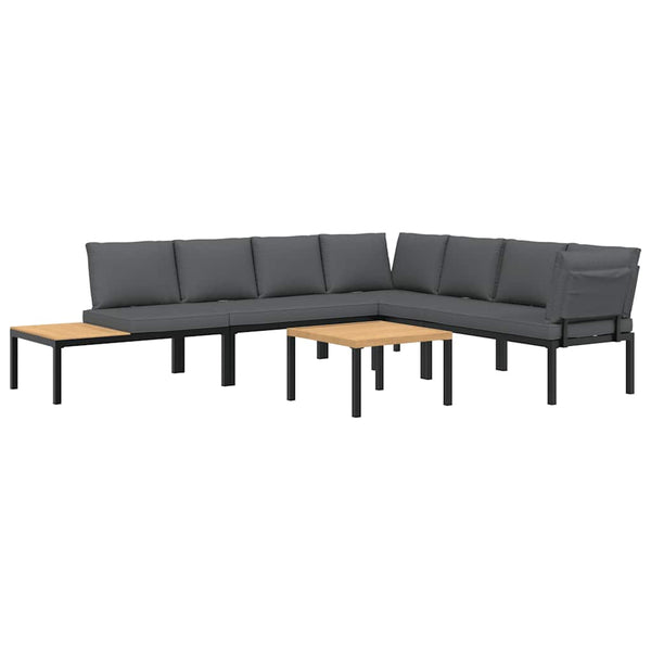 5-tlg. Garten Sofagarnitur Schwarz Aluminium
