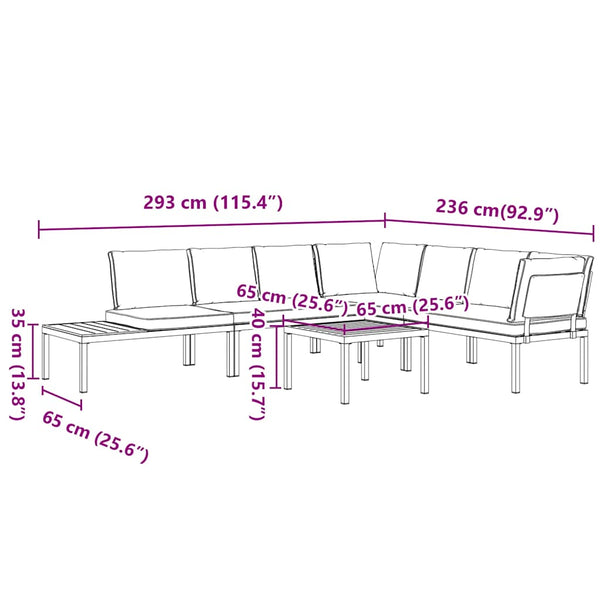 5-tlg. Garten Sofagarnitur Schwarz Aluminium