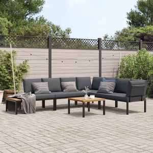 5-tlg. Garten Sofagarnitur Schwarz Aluminium