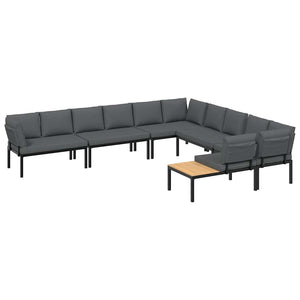 6-tlg. Garten Sofagarnitur mit Kissen Schwarz