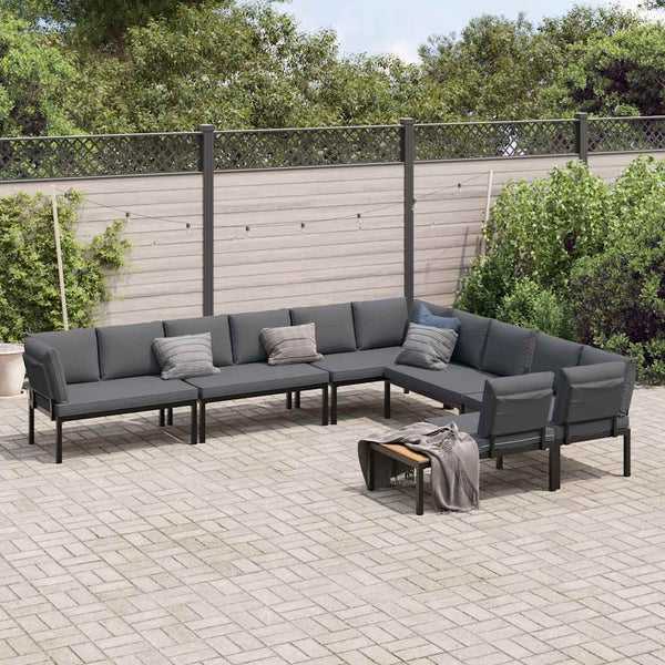 6-tlg. Garten Sofagarnitur mit Kissen Schwarz