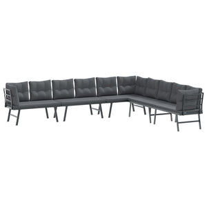 Gartenbänke 4er Set mit Kissen, Schwarz