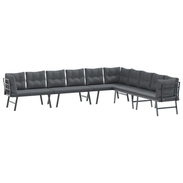 Gartenbänke 4er Set mit Kissen, Schwarz