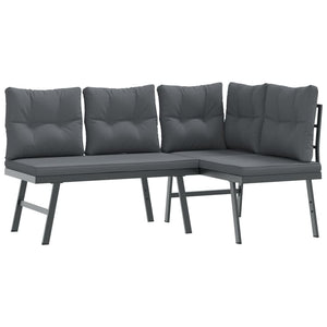 Gartenbänke 4er Set mit Kissen, Schwarz