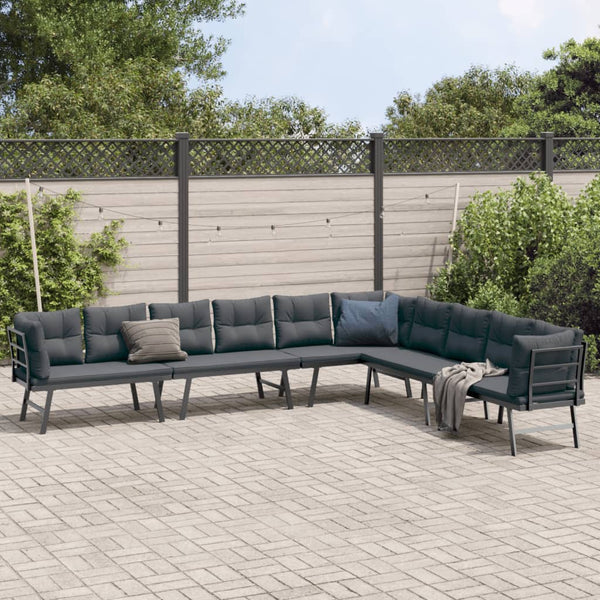 Gartenbänke 4er Set mit Kissen, Schwarz
