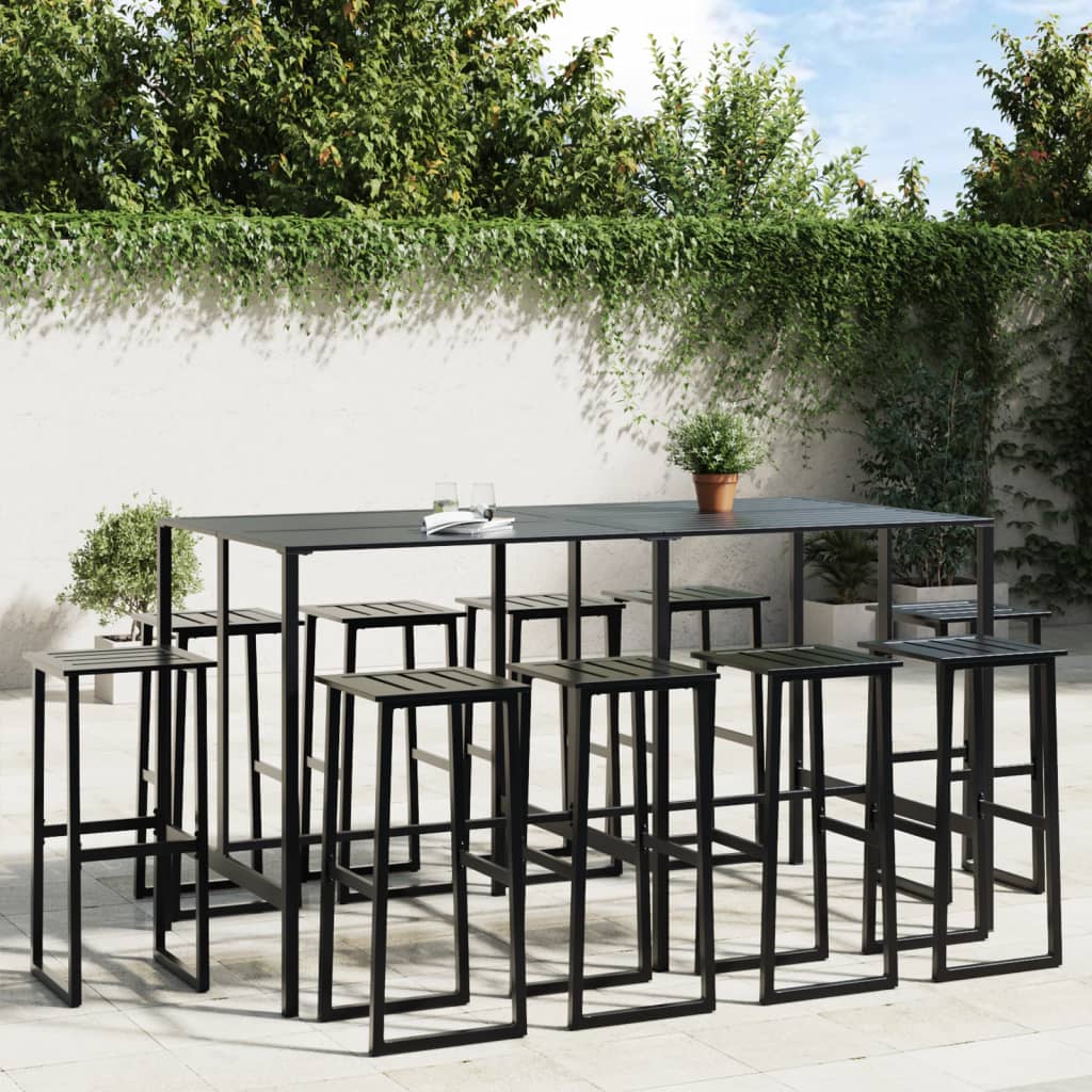 11-tlg. Gartenbar-Set Schwarz