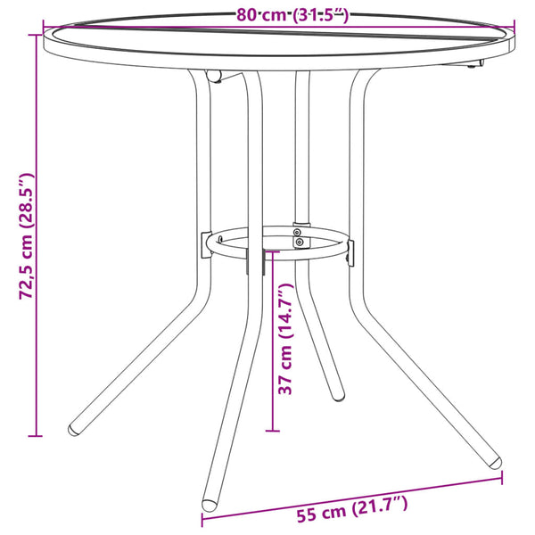 3-teiliges Gartenstuhlset aus Stahl