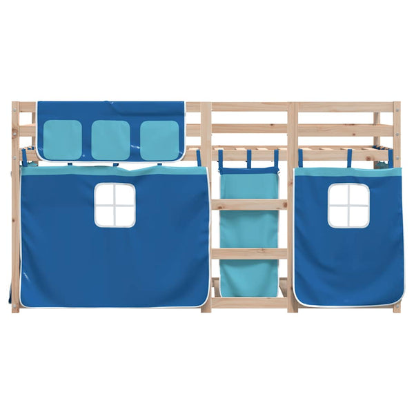 vidaXL Bunk Bed with Curtains Blue 90x200 cm Solid Pine Wood