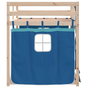 vidaXL Bunk Bed with Curtains Blue 90x200 cm Solid Pine Wood
