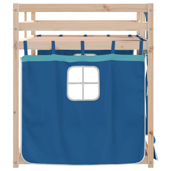 vidaXL Bunk Bed with Curtains Blue 90x200 cm Solid Pine Wood
