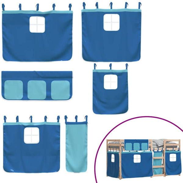 vidaXL Bunk Bed with Curtains Blue 90x200 cm Solid Pine Wood