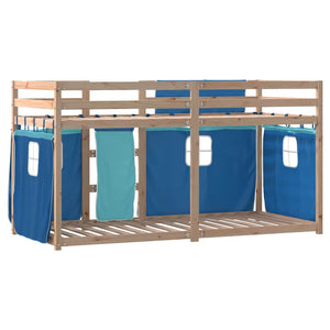 vidaXL Bunk Bed with Curtains Blue 80x200 cm Solid Pine Wood
