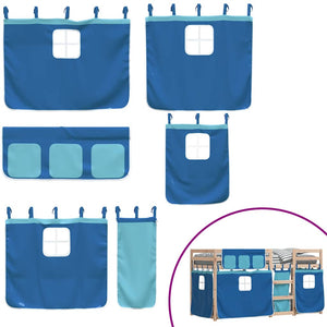vidaXL Bunk Bed with Curtains Blue 80x200 cm Solid Pine Wood