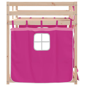 vidaXL Bunk Bed with Curtains Pink 80x200 cm Solid Pine Wood