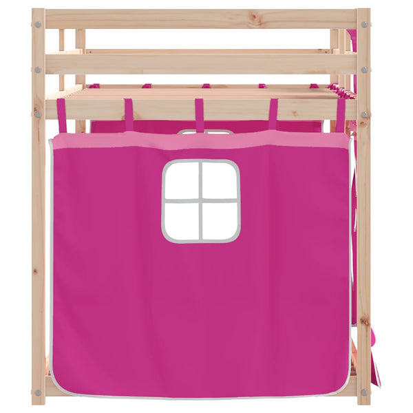 vidaXL Bunk Bed with Curtains Pink 80x200 cm Solid Pine Wood