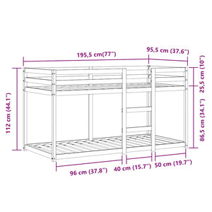 vidaXL Bunk Bed with Curtains White & Black 90x190 cm Pinewood