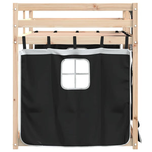 vidaXL Bunk Bed with Curtains White & Black 90x190 cm Pinewood