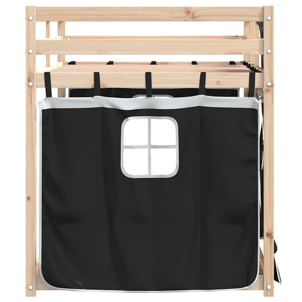vidaXL Bunk Bed with Curtains White & Black 90x190 cm Pinewood
