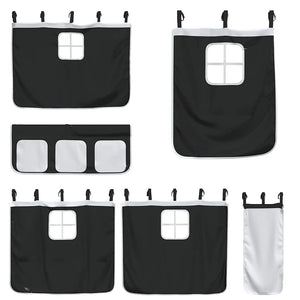 vidaXL Bunk Bed with Curtains White & Black 90x190 cm Pinewood