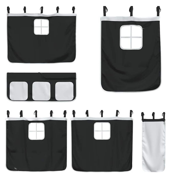 vidaXL Bunk Bed with Curtains White & Black 90x190 cm Pinewood