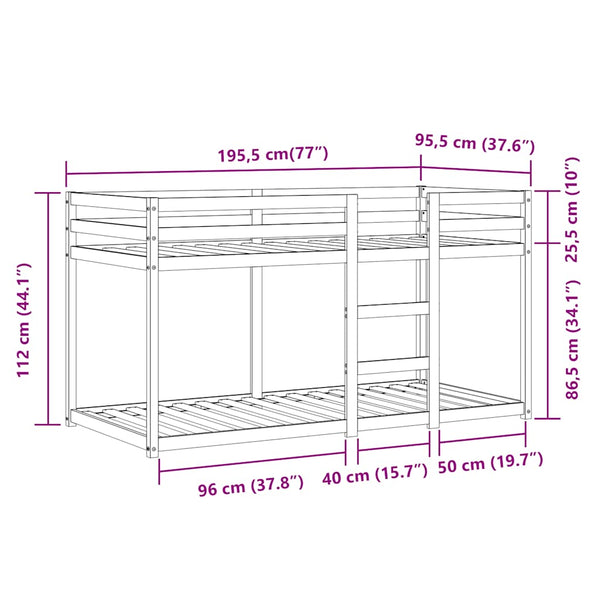 vidaXL Bunk Bed with Curtains Pink 90x190 cm Solid Pine Wood