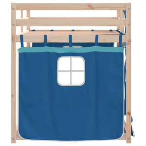 vidaXL Bunk Bed with Curtains Blue 75x190 cm Solid Pine Wood