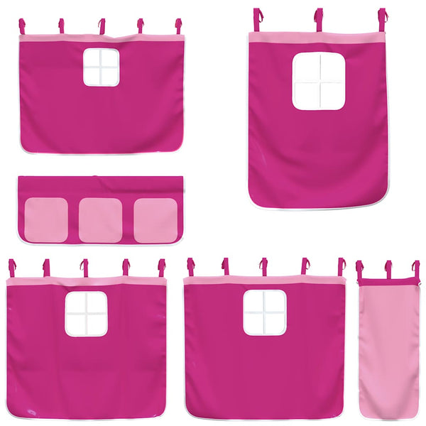 vidaXL Bunk Bed with Curtains Pink 75x190 cm Solid Pine Wood