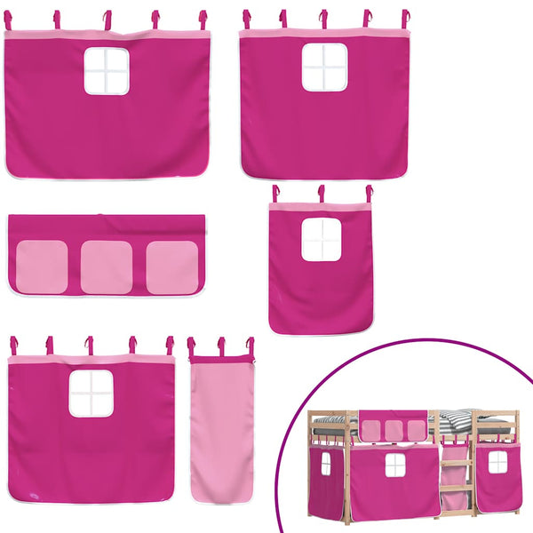 vidaXL Bunk Bed with Curtains Pink 75x190 cm Solid Pine Wood