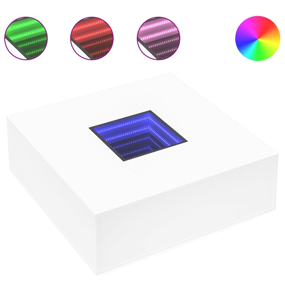 vidaXL Coffee Table with Infinity LED White 100x100x40 cm