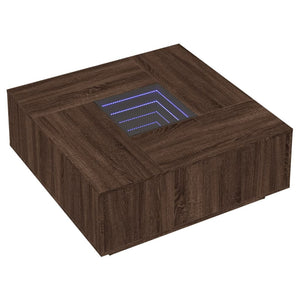 vidaXL Coffee Table with Infinity LED Brown Oak-Look 100x100x40 cm