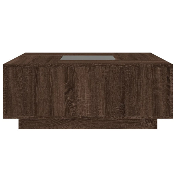 vidaXL Coffee Table with Infinity LED Brown Oak-Look 100x100x40 cm