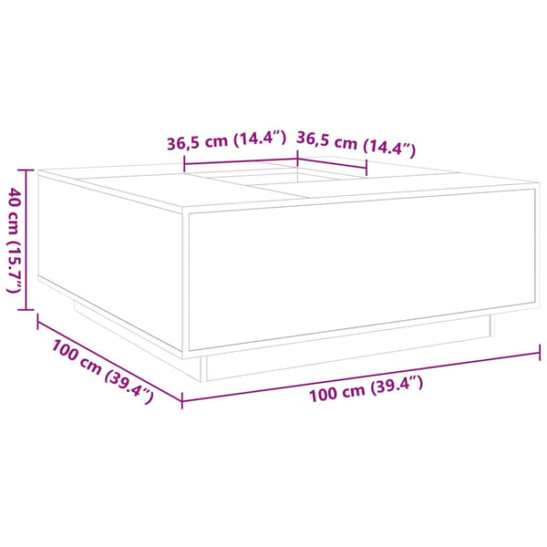 vidaXL Coffee Table Brown Oak-look 100x100x40 cm Engineered Wood
