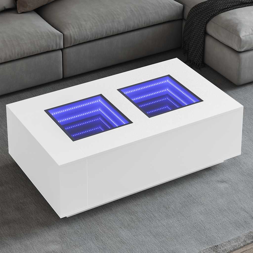 vidaXL Coffee Table with Infinity LED White 116x69x40 cm