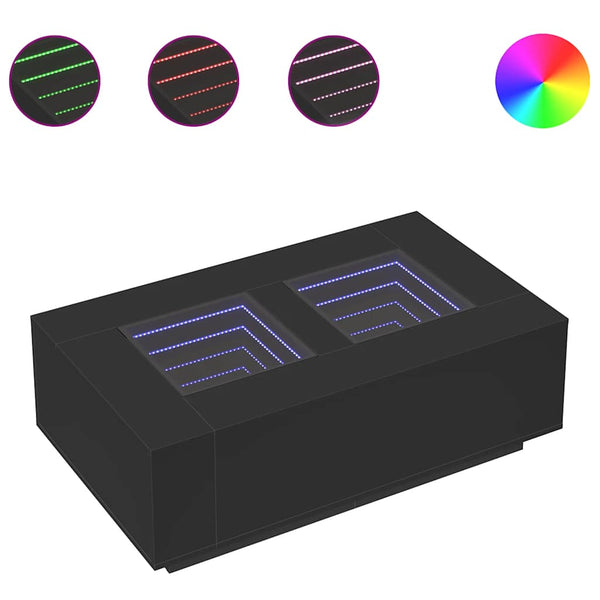 vidaXL Infinity LED Coffee Table Black 116x69x40 cm