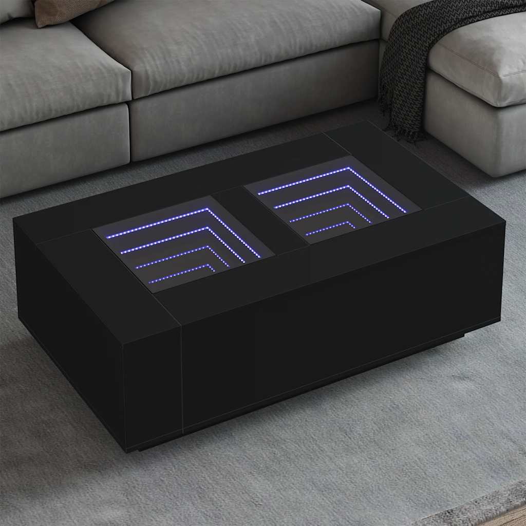 vidaXL Infinity LED Coffee Table Black 116x69x40 cm