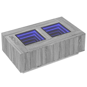 vidaXL Coffee Table with Infinity LED Sonoma Grey 116x69x40 cm