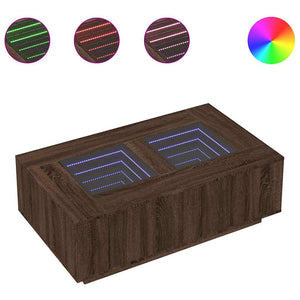 vidaXL Coffee Table with Infinity LED Brown Oak-Look 116x69x40 cm