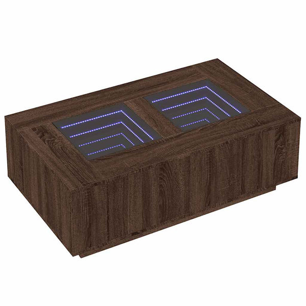 vidaXL Coffee Table with Infinity LED Brown Oak-Look 116x69x40 cm