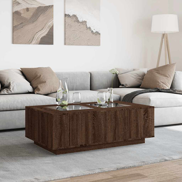 vidaXL Coffee Table with Infinity LED Brown Oak-Look 116x69x40 cm