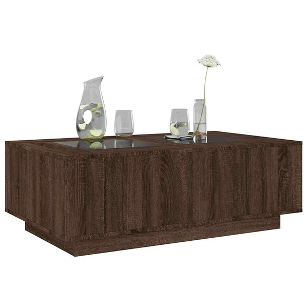 vidaXL Coffee Table with Infinity LED Brown Oak-Look 116x69x40 cm