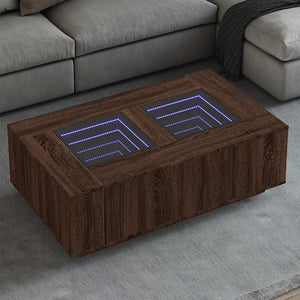 vidaXL Coffee Table with Infinity LED Brown Oak-Look 116x69x40 cm