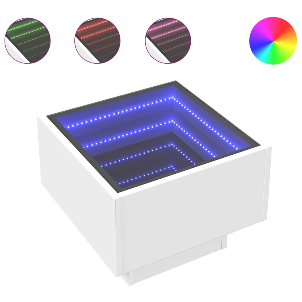 vidaXL Nightstand with Infinity LED White 40x40x30 cm