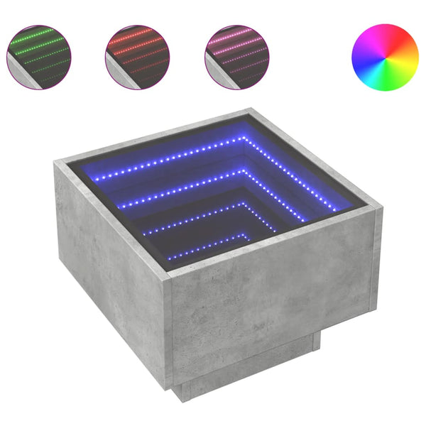 vidaXL Nightstand with Infinity LED Concrete Grey 40x40x30 cm