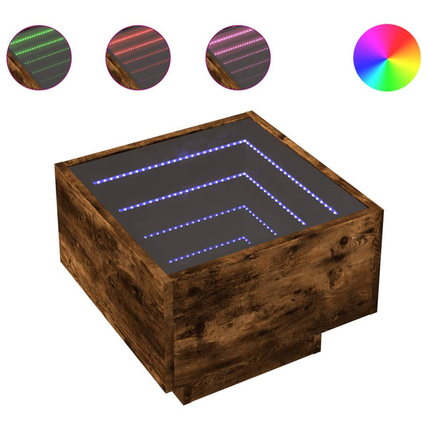 vidaXL Nightstand with Infinity LED Smoked Oak 40x40x30 cm