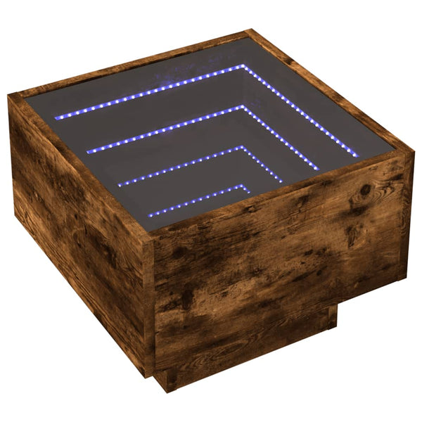 vidaXL Nightstand with Infinity LED Smoked Oak 40x40x30 cm